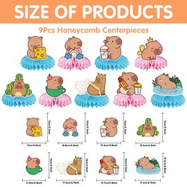 Capybara Birthday Honeycomb Centerpieces 9Pcs Capy Birthday Party Decorations Capybara Table Centerpieces Capybara Theme Party Supplies for Animals Baby Shower Table Decor