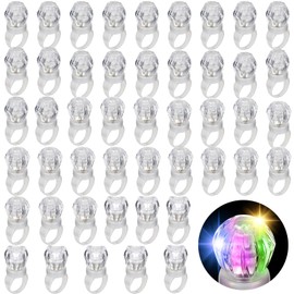 Retisee Paquete de 50 Anillos Luminosos para Fiestas, que Brillan en la Oscuridad, Juguetes de Plástico con Diamantes Brillantes Para Cumpleaños, Despedidas Soltero, Bodas, Conciertos(Coloridos)