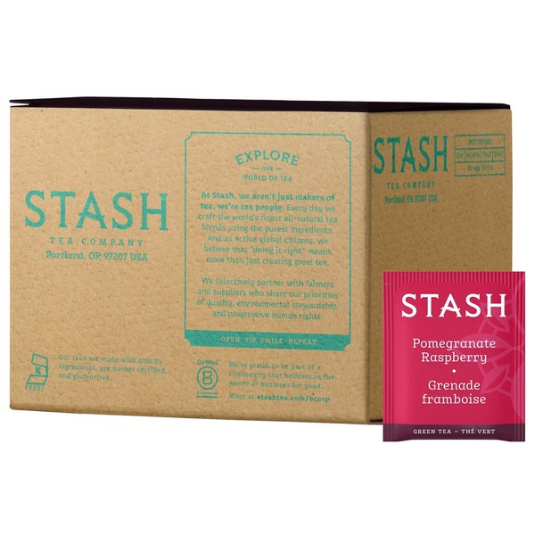 Stash Tea Pomegranate Raspberry Green Tea, Box of 100 Tea Bags
