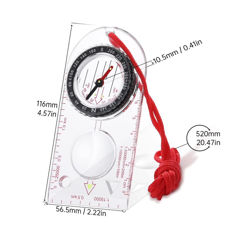 Orientation Compass, Hiking Navigation Compass, Portable Compass for Survival Mountaineering,