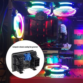 ECSiNG 3 Pin 4 Pin Fan Adapter PWM PC Chassis Cooling Fan Hub 8 Way Splitter DC12V Speed Controller Governor with 6 Pin Power Port