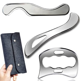 Robulove 3 in 1Stainless Steel Gua Sha Massage Tool, Professional Soft Tissue Scraper for Muscle Therapy(3pcs)