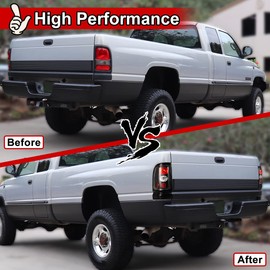 Nixon Offroad Tail Lights for Dodge Ram 1500 2500 3500 Pickup 1994-2002 Tail Lamps Halogen Rear Lights Car Rear Lamps Assembly Replacement 1Pair (Matte Black Housing/Clear Lens)