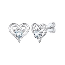 SILVERCUTE Infinity Heart Earrings Women Stud Earrings with Diamond for Women April Birthstone Gem Stud Earrings
