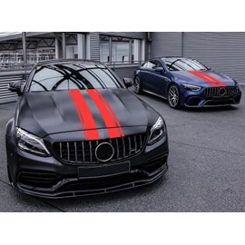 HUWANDE 63''x11'' Racing Body Stripes Stickers,Cars Hood Vinyl Decals,Car Pattern Sticker (Red)