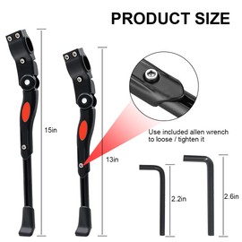 Ruayia Bicycle Stand, Non-Slip Rear Stand, Side Stand, Universal Bike Stand for Mountain Bike, City Bike, Commuter Bikes, Road Bike, MTB - Black