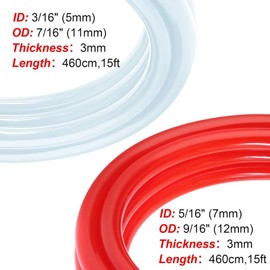 Imaictuu 15FT CO2 Hose Beer Line Dual Lines Kit，ID 3/16" Beer Line Tubing & ID 5/16" CO2 Gas Line Kegerator Replacement Line Food-Grade PVC Tubing Draft Beer Keg Faucet Tubing with 8 PCS Hose Clamps