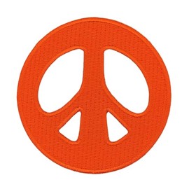 Peace Sign Orange Patch for Iron-On or Sew On Clothes Embroidered Iron-On Patch Application Peace Patch Size 7.0 x 7.0 cm