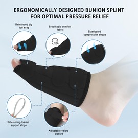 Ruilaibao Bunion Corrector Big Toe Straightener for Women and Men Bunion Splint (Black, left)