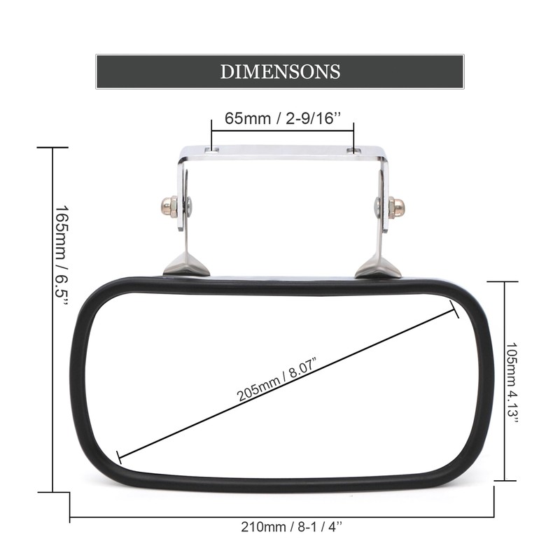 ReYee Stainless Steel Rectangular Convex Mirror fit for Tractors Forklifts