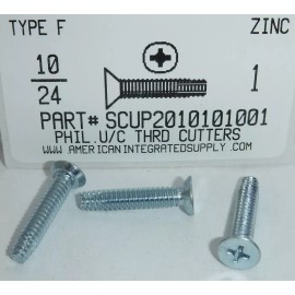 AMERICANINTEGRATEDSUPPLY.COM #10-24x1" Undercut Flat Ph Thread Cutting Screws Type F Steel Zinc Plated (50)