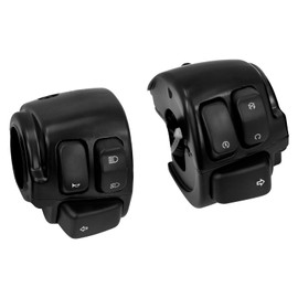 HCmotorku Motorcycle 1" 25mm Handlebar Switch Control with Wiring Harness Fit for Harley Touring Sportster Dyna Softail (Black)