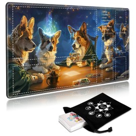 for MTG Cards Playmat with Card Storage Bag,Smooth Surface Non-Slip Rubber Base 24x14in,for Card Game Lovers MTG Play Mat[Dogs Playing Poker-1]