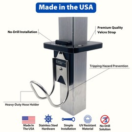 DockBloxx Heavy Duty Secure Hose Holder for Docks - UV & Rust-Resistant, Marine-Grade, Easy No-Drill Installation, Made in the USA– Fits a 4" Square Post