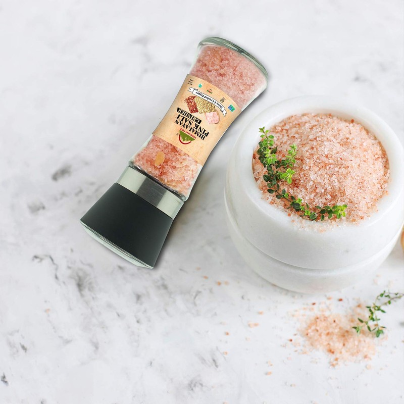 Himalayan Chef Pink Salt Grinder, Roasted Onion & Cushed Red