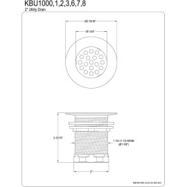 ‎Kingston Brass Kingston Brass KBU1001 Seattle 2-Inch Brass Grid Bar/Utility Sink Drain