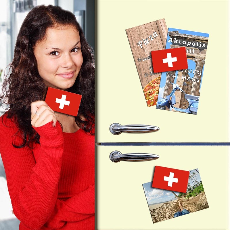 TRIOSK Fridge Magnet Strong Flag Switzerland Magnet Country Flags Gift