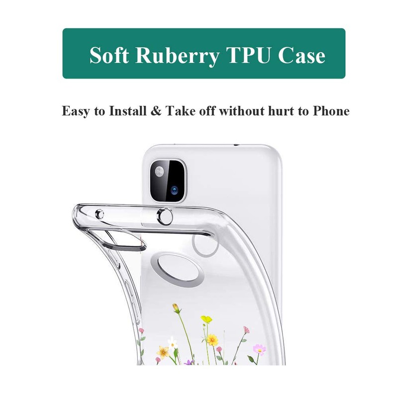Unov Pixel 4a Case Clear with Design Soft TPU Shock