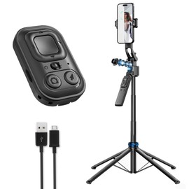 DRONESKYVE 64" Multi-Functional Quadrapod Selfie Stick - Wireless Remote - 360° AI Face Tracking Gimbal - Detachable Phone Stand - Compatible with Android and iPhones Ideal Selfie Stick with Remote