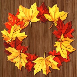 MorningRo Metal Fall Wreaths for Front Door Maple Leaf 3D Pattern Thanksgiving Wreath Hanging Autumn Harvest Red Orange Yellow Welcome Sign for Porch Wall Home Outdoor, 13 Inch