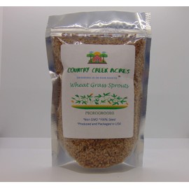 Non-GMO, Hard Red Wheat Grass - Sprouting Sprouts Wheatgrass Microgreens. (4 ounce of pure seed). Country Creek LLC. Brand.