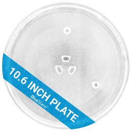 BlueStars Microwave Glass Plate 10.6" / 27cm - Replaces WB48X21336 BT-3112 - Universal Fit for Panasonic Farberware High Pointe Toshiba Haier Microwaves Ovens - Durable Y-Type Turntable Tray