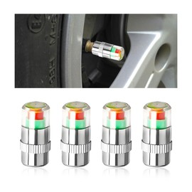 NYTKL 4PCS Tire Pressure Monitor Valve Stem Caps, 2.4 Bar 36PSI Pressure Monitor Stem Covers with 3-Color Eye Alert, Easy to Read Sensor Indicator Tire Valve Cap for Most Car Truck SUV (Silver)