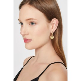 HolidayQbee Gold Earrings For Women With Texture Heart Gold Heart Earrings Gold Drop Dangle Earrings Unique Chic Fashion Heart Earrings Jewelry