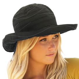 Sun Robe UV Protection Hat (for Women) - Women's Hat - Ribbon Breton Style Hat, Black