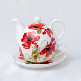 Grace's Teaware Poppy Bloom 4 Piece Tea for One Grace Tea ware Porcelain