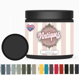 Vintiques Chalk & Mineral Paint plus color card, Matte Finish- Easy Application for DIY Projects - Furniture, Wood, Metal, Home Decor and More, Licorice, 8oz