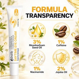 Daytime Eye Cream for Dark Circles & Puffiness, with Caffeine, Niacinamide & Squalane, Lightweight Under Eye Moisturizer for Daily Use, 3 x 15g Tube