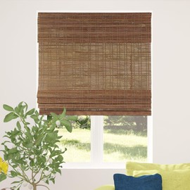 CALYX INTERIORS Cordless Bamboo Roman Shade Blind, Light Filtering, 34.5" W x 48" H, Ceylon Chestnut