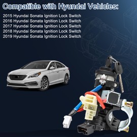 81905-C2510 Ignition Lock Cylinder & Housing for 2015 2016 2017 2018 2019 Hyundai Sonata Ignition Lock Switch Lock Cylinder Assembly with 2 Keys, Replaces 81905C2510, 81970-C1A00 Ignition Switch Kits
