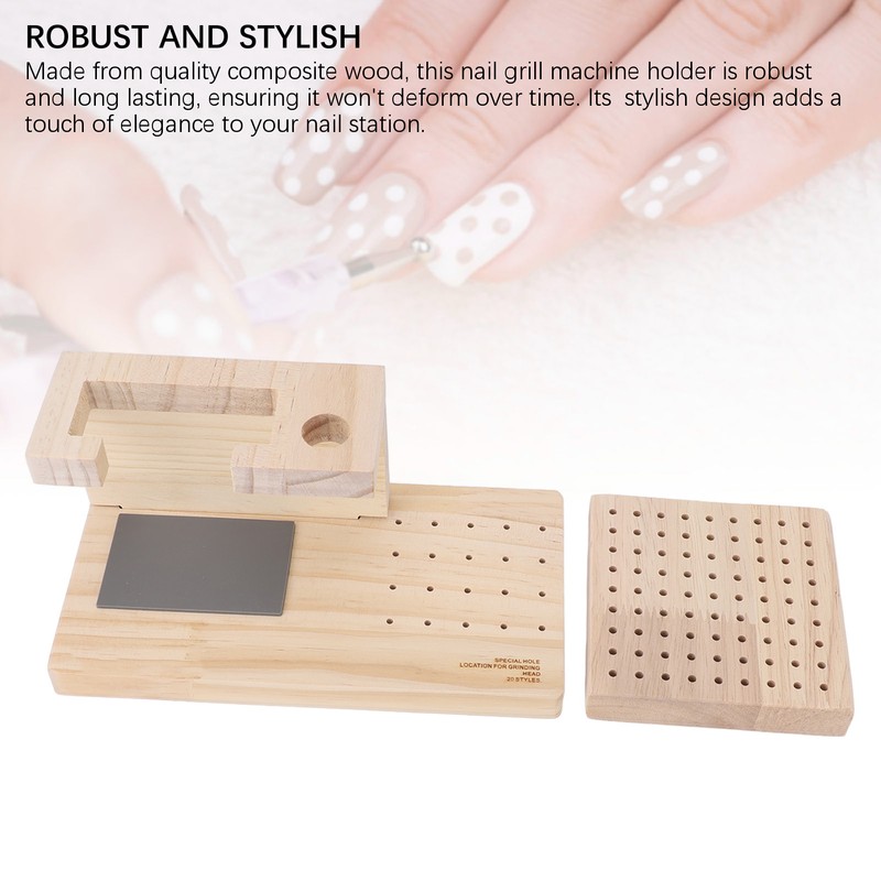 Wooden Nail Drill Stand Organizer with 81 Holes Drill Bits