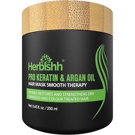 Herbishh Argan Hair Mask-Deep Conditioning & Hydration For Healthier Looking Hair for very Dry, Weak, Stressed Out Hair, No Sulphates, No Parabens