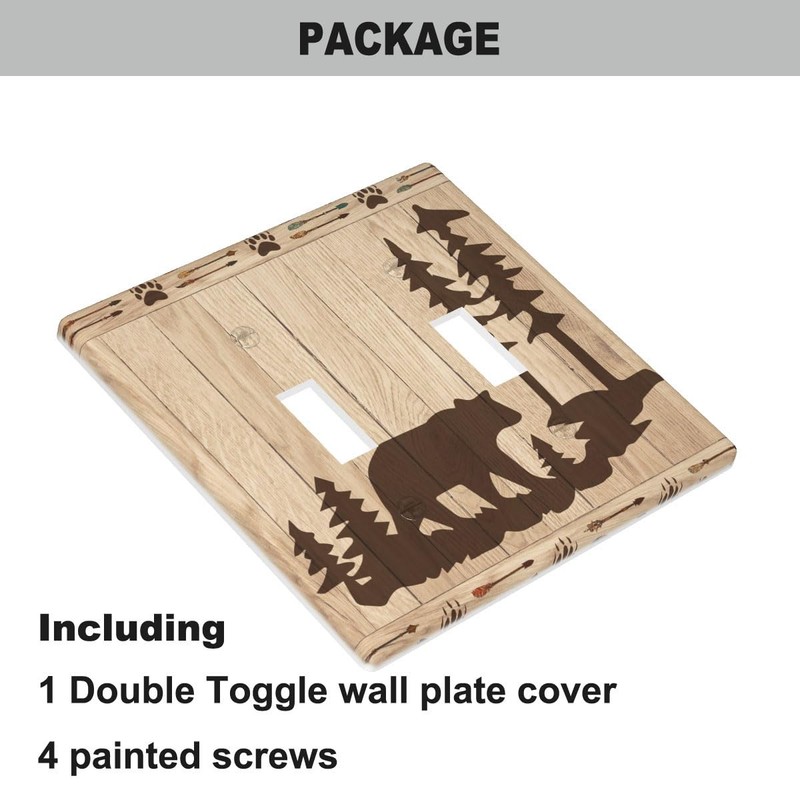 Pznen Wild Bear 2 Gang Wall Plate Bear and Cabin
