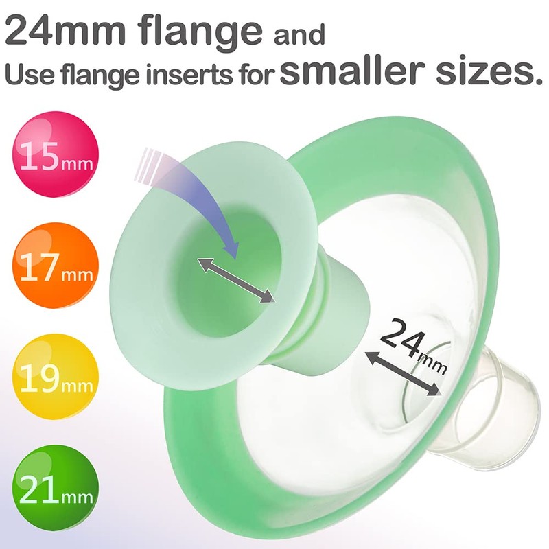 Nenesupply 24mm Flanges and 19mm Inserts Compatible with Lansinoh Breastpump