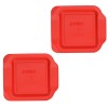 Pyrex 222-PC 8x8" Storage Plastic Lid Cover Red 2 Pack