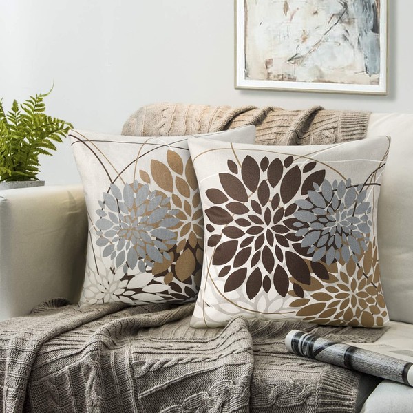 RYBornament Brown Cushion Cover 50 x 50 cm Decorative Sofa