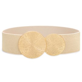 Waist Wow Women's Wide Belt for Dress Elastic Waist Belt Black Fashion Waist Belt for Women with Golden Buckle, Golden (golden buckle)