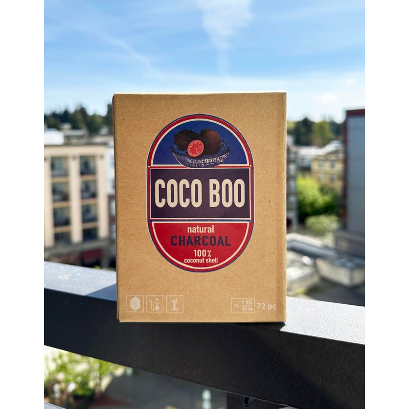 COCO BOO 100% Natural Coconut Charcoal, 72 Large Cubes, Premium