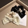 Classic ribbon floral pearl accent ponytail hair tie / 클래식 리본 꽃장식 진주포인트 포니테일 헤어끈