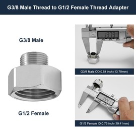 Kroias Faucet Hose Adapter, Water Hose Adapter G1/2 Female to G3/8 Male Reducer Adapter, Stainless Steel Kitchen/Bathroom Faucet Pipe Fitting, Connector Faucet Supply Line Adapter 2 Pieces