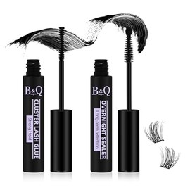 B&Q Pegamento para Pestañas Bond and Seal para Pestañas en Racimos 10ML + Sellador de Pestañas 10ML, Waterproof y Mayor Duración — 2 Unidades