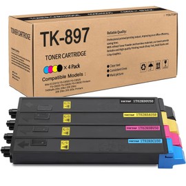 YOUTOP TK897 TK-897 Toner Cartridge TK-897K TK-897C TK-897M TK-897Y Color Set Replacement for Kyocera C8520MFP C8020MFP C8025MFP C8030MFP C8525MFP , TASKalfa 205c 255c 206ci 256ci Printers