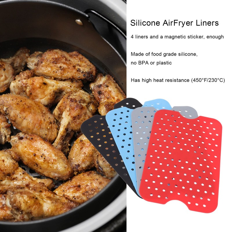 4Pcs Reusable Silicone Air Fryer Liners High Heat Resistance Food