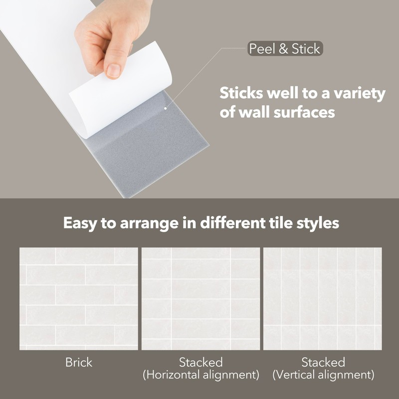 HAILSEA Peel and Stick Backsplash Marble Tiles, 4"x12", 24 Sheets