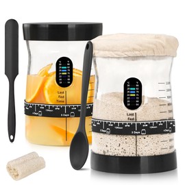 Arbnic Sourdough Starter Kit -50 Oz Wide Bore and Large Capacity Sourdough Starter Jar，Thermometer, Feeding Band- Perfect Sourdough Bread Baking Supplies, Baking Gifts(2 Jar)