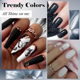 MEET ACROSS 6 Colors Gray Nail Polish Set Black White Grey Nail Polish Quick Air Dry, Not Gel, Fall Winter Manicure Gift for Girls Women